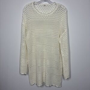 Women's Bell Sleeve Crochet Dress Size M Cream Ivory Boho Summer Festival Hippie